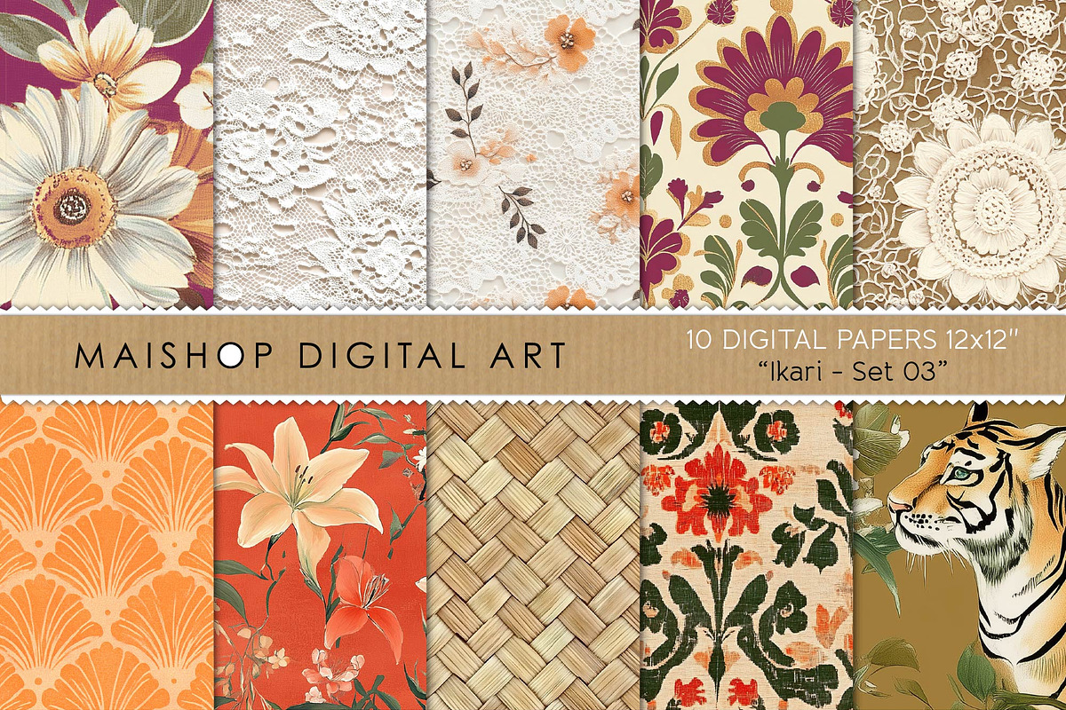 Seamless Boho Textures & Patterns, a Pattern Graphic by Maishop (Photo 1 of 4)