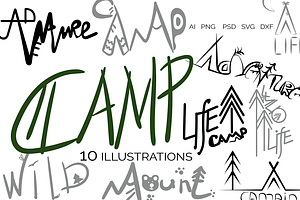 10 Camping Doodle Illustrations