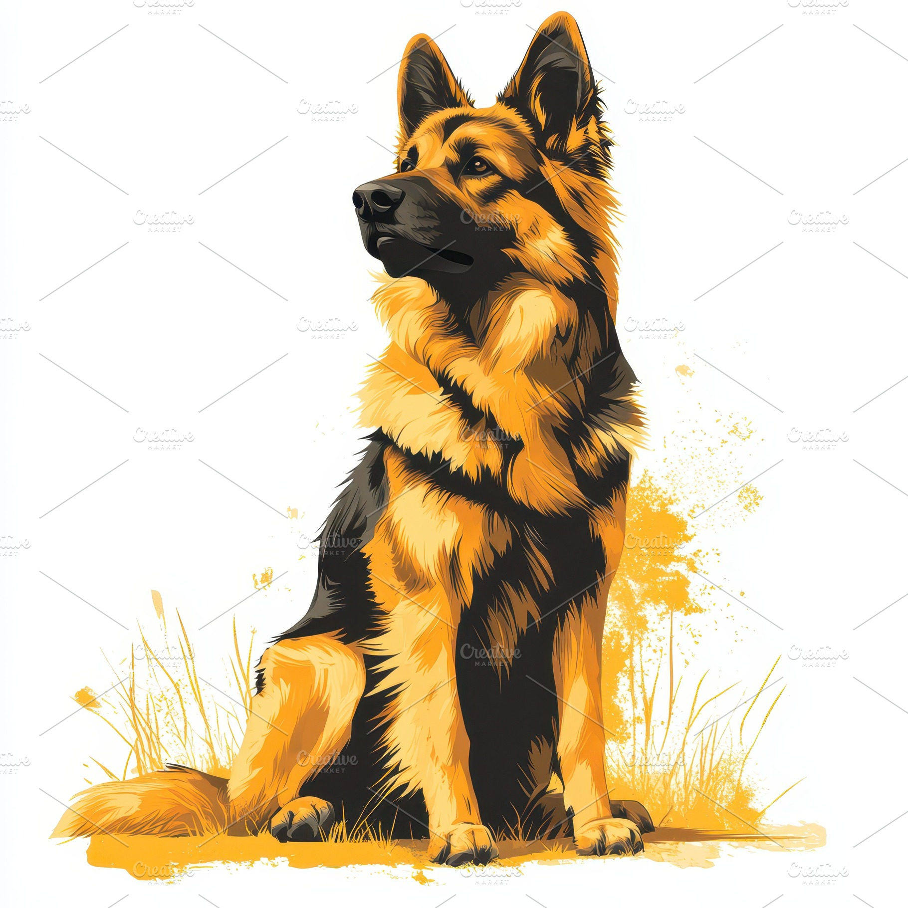 Majestic German Shepherd Dog in Yell, an Animal Photo by Pixeness Studio