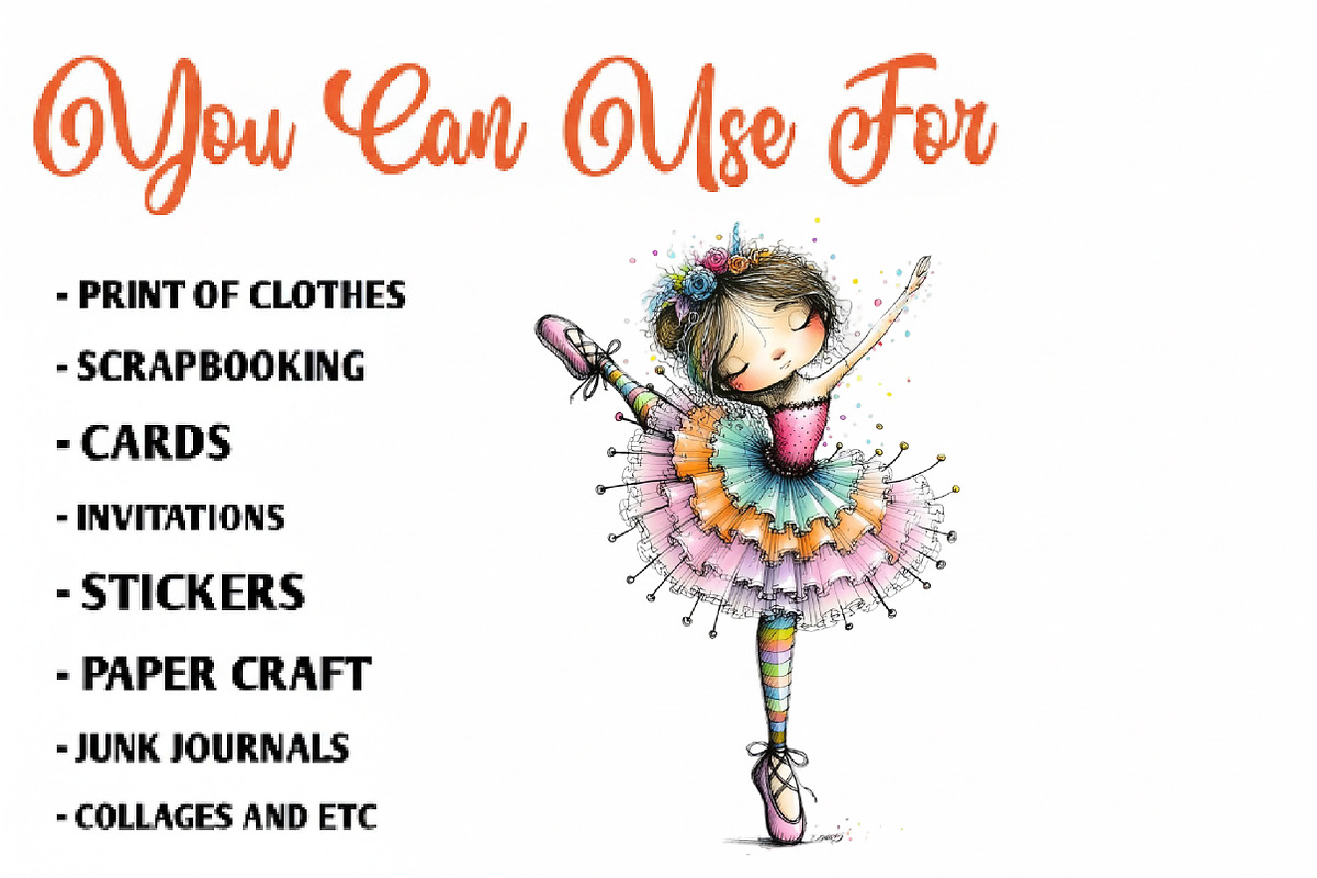 Whimsical Ballerina Clipart, a Seasonal Illustration by CreationArt (Photo 5 of 7)