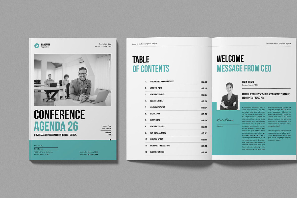 Conference Agenda Template, a Brochure Template by Work-Envance (Photo 2 of 7)