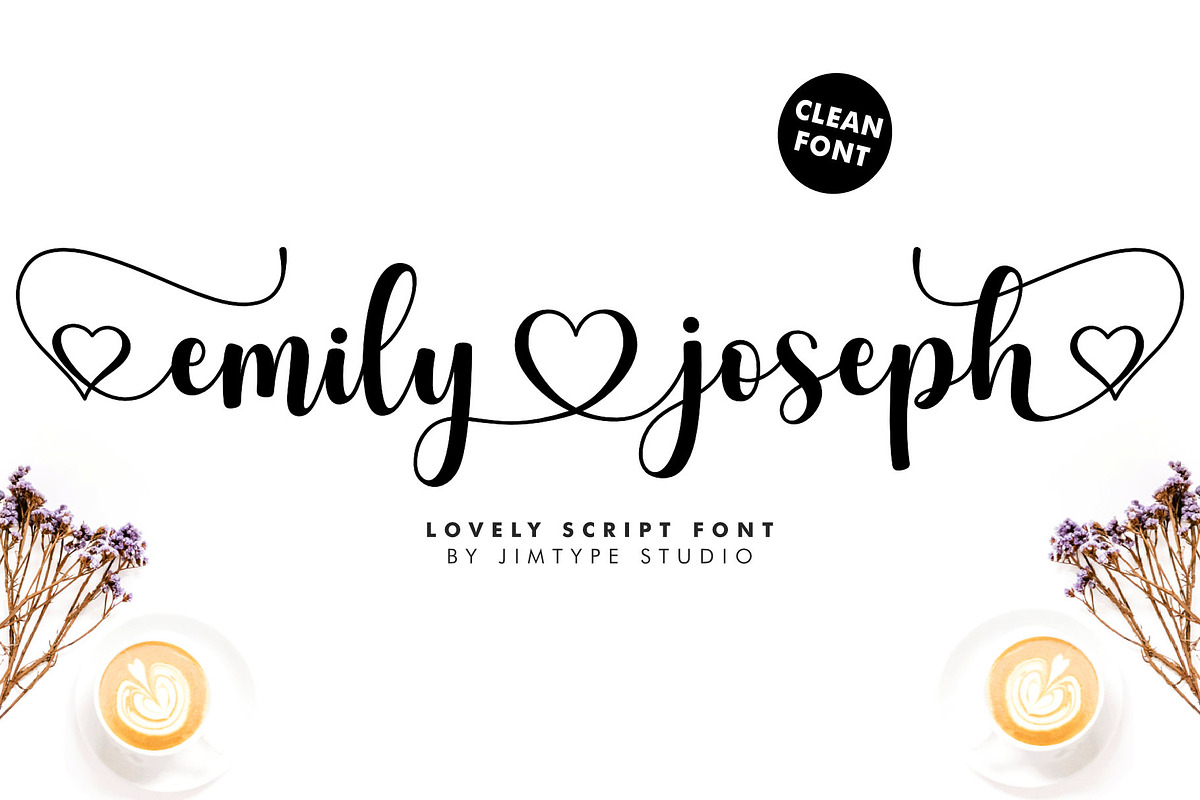 Emily Joseph - Valentine Font, a Script Font by Jimtype Studio (Photo 1 of 10)