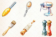 Watercolor Kitchen Utensils Clipart, an Icon by Libby Wishes (Thumbnail 2 of 6)