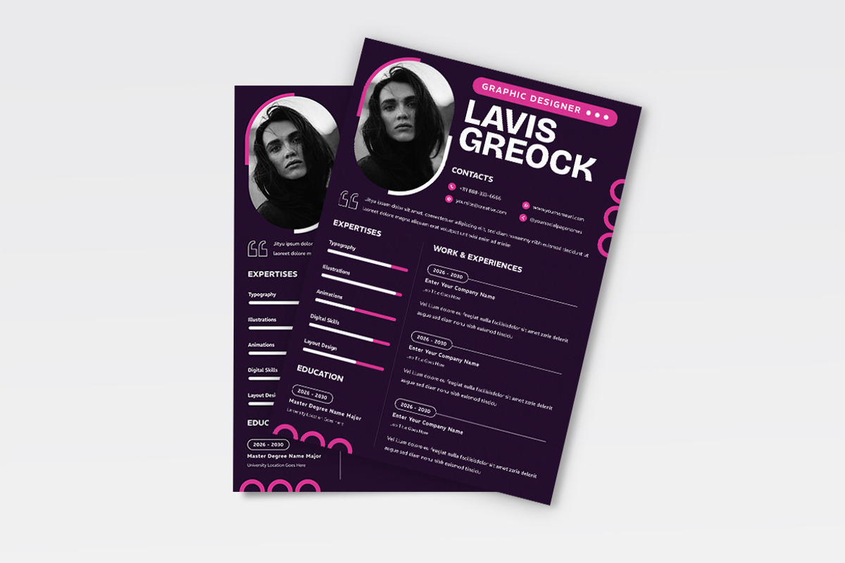 Purple Color Shape Resume CV, a Resume Template by iDoodle Studio (Photo 3 of 4)