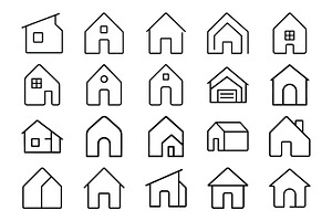 Collection of Minimalist House Icons, an Outline Icon by Vectorium Studio