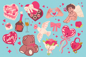 Valentine's Vector Elements, a Seasonal Illustration by tomatstudio