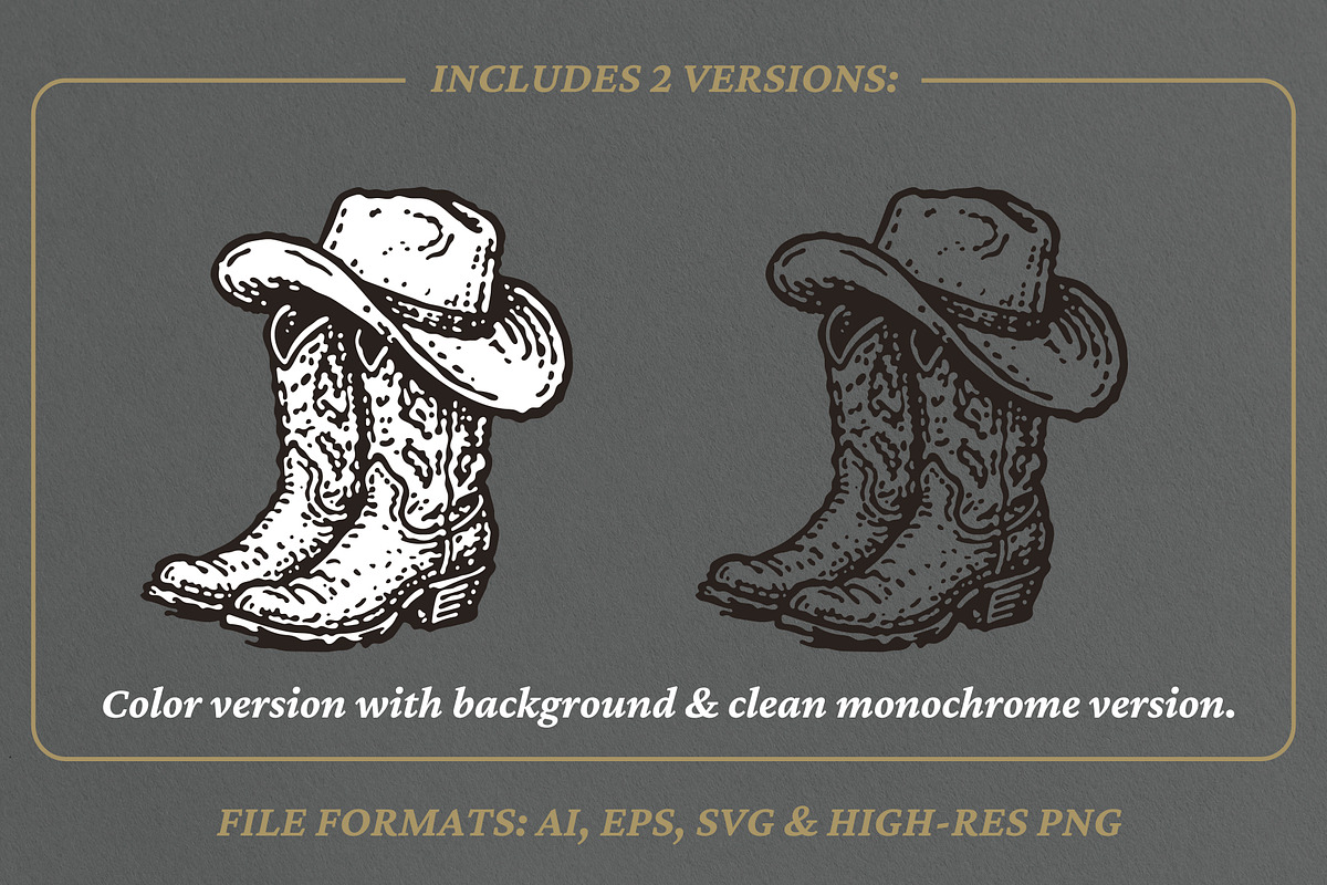 Vintage Cowboy Boots and Hat Art, an Object Illustration by lettett (Photo 2 of 3)