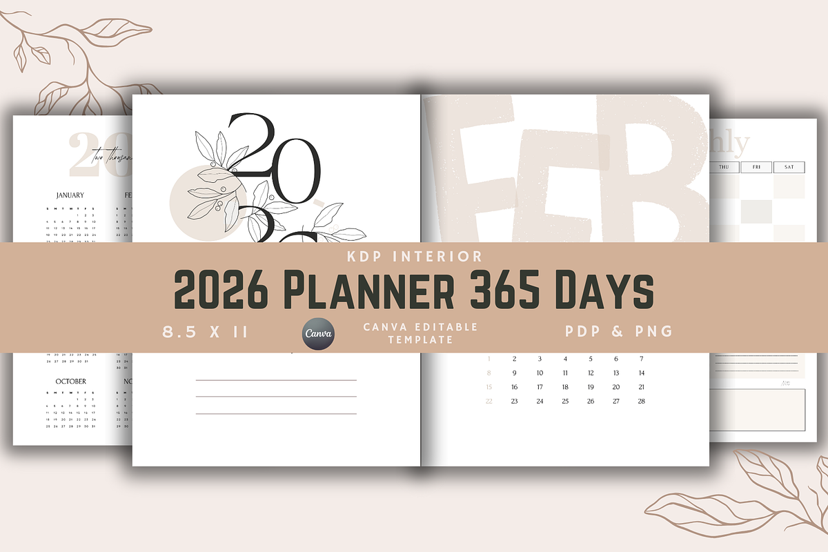 2026 Planner 365 Days | KDP Interior, a Templates & Theme by KDPISH (Photo 1 of 6)