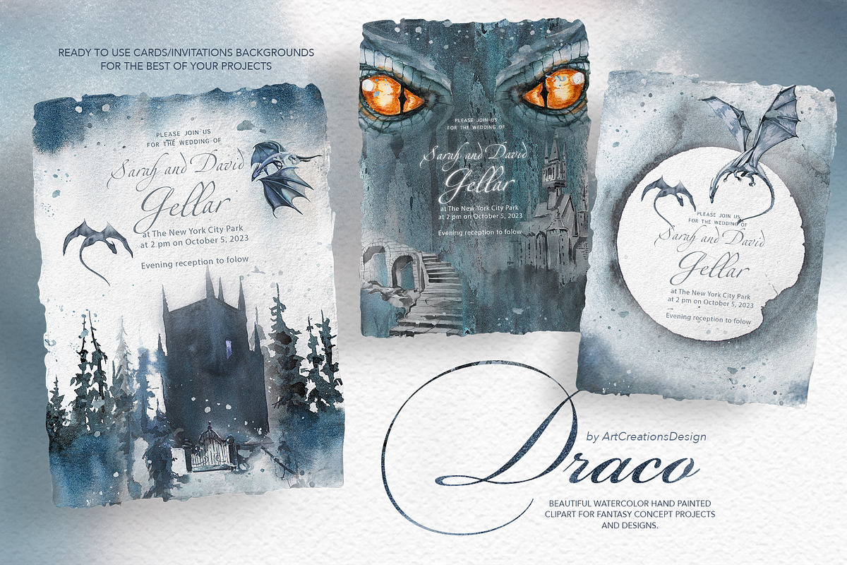 Hand Painted Draco Clipart Set, a Decorative Illustration by ArtCreationsDesign (Photo 8 of 13)