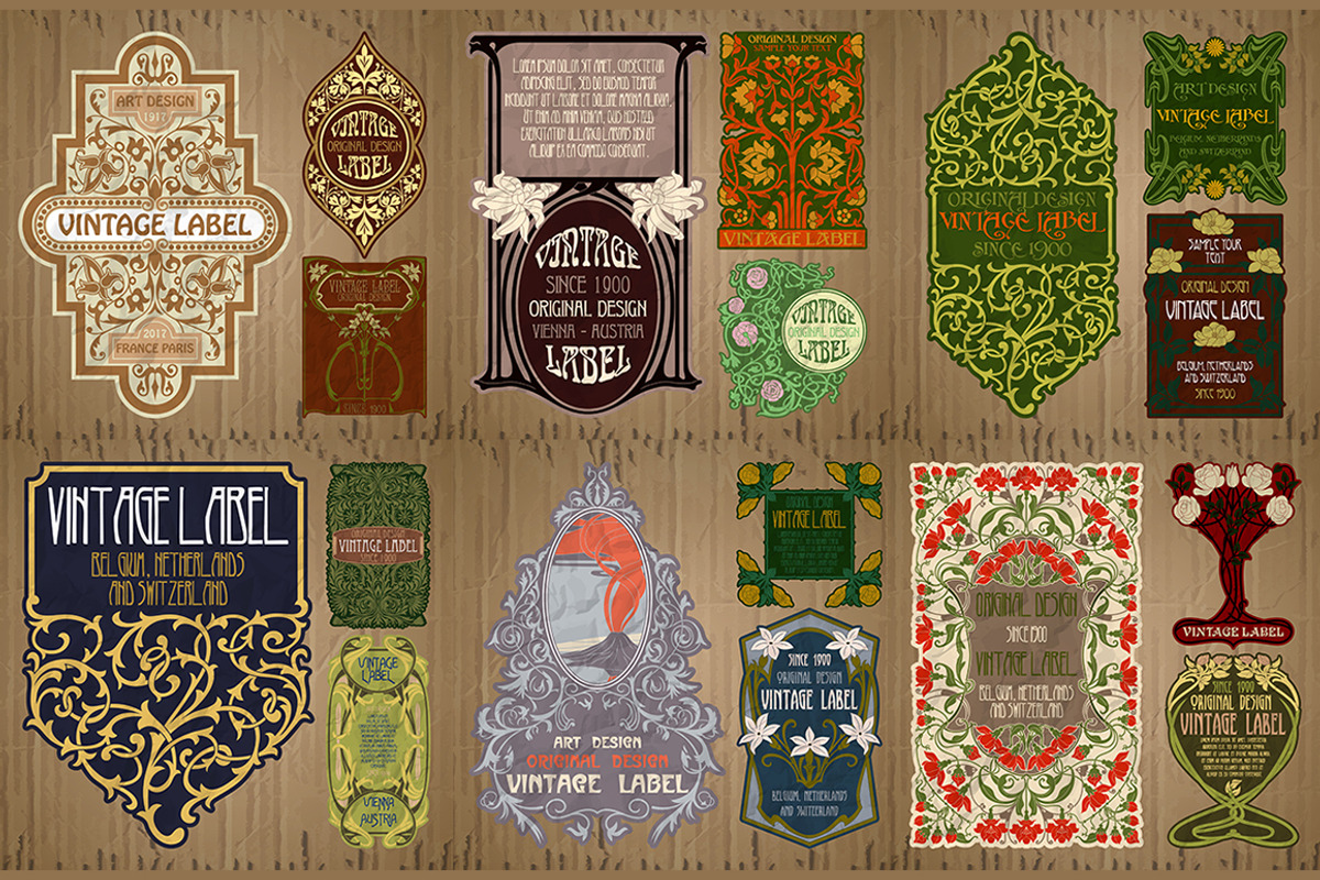 Label Art Nouveau - sets, a Decorative Illustration by Stanislav Kharchevskyi (Photo 1 of 2)