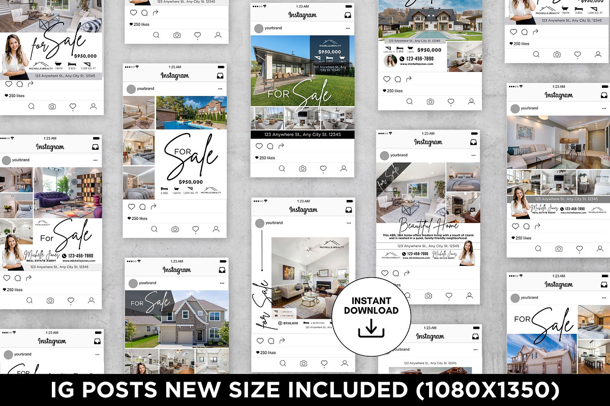 Real Estate For Sale Instagram Posts, a Social Media Template by CreativeVinesStore (Photo 4 of 6)