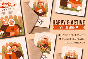 Grandparent's Day. Active old age., a Person Illustration by Renberrry.Store