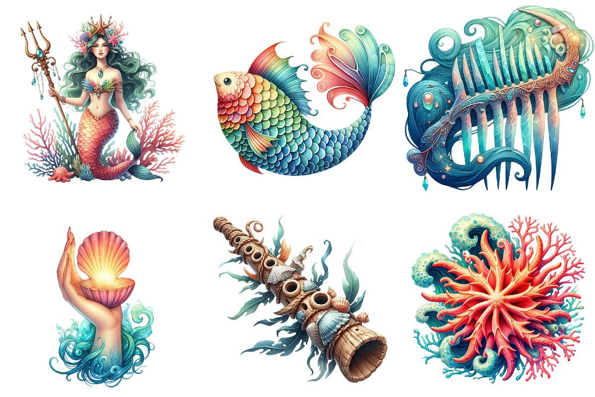 Siren Summer Clipart, an Illustration by Pixels.Craft (Photo 3 of 8)
