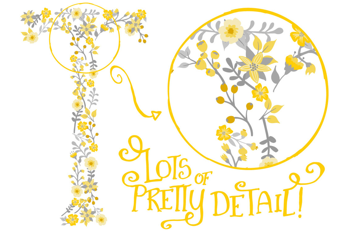 Sunshine Yellow Floral Alphabet, an Illustration by Amanda Ilkov (Photo 4 of 5)