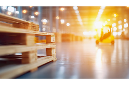 Blurred industrial warehouse with, an Industrial Photo by Lermont51
