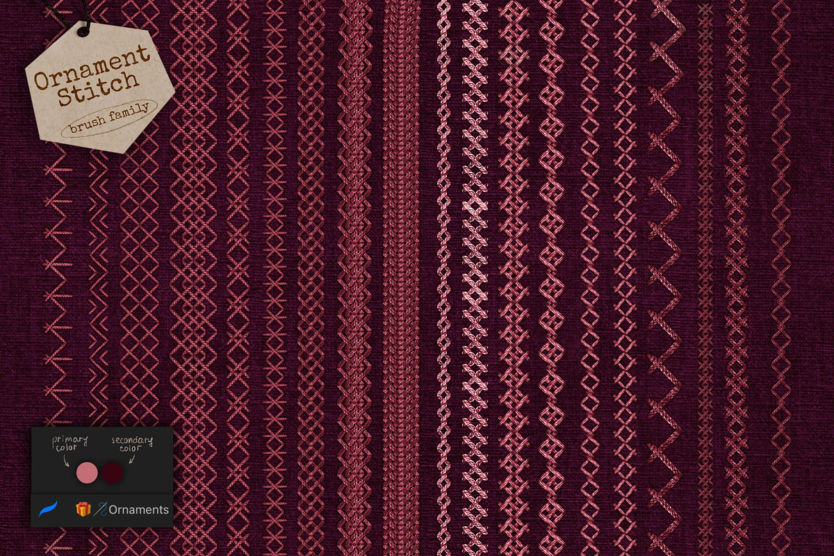 Embroidery Art Brushes For Procreate, a Brush Add-On by bokettori (Photo 9 of 42)