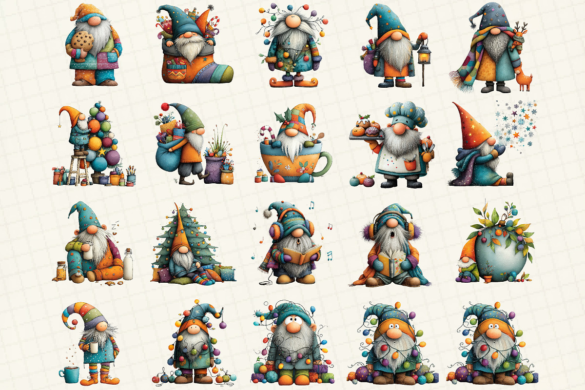 Quirky Christmas Gnome Clipart, an Illustration by DreamCafeArt (Photo 2 of 6)
