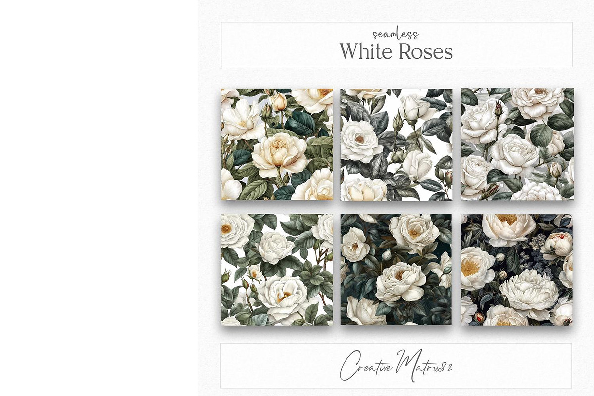 Watercolor White Roses Digital Paper, a Texture Graphic by Creative Matrix82 (Photo 4 of 5)