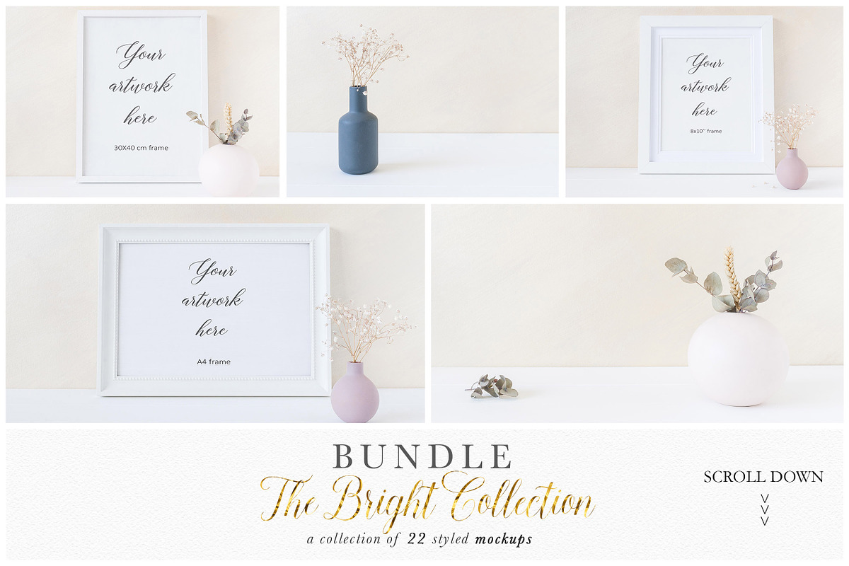 Frame mockup bundle - 8x10'' A4, a Print Template by L'Aura Studio (Photo 1 of 9)