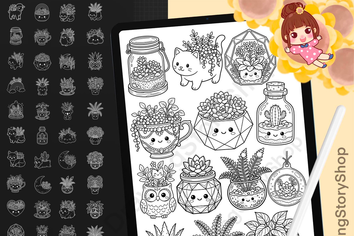150 Terrarium Procreate Stamps, a Brush Add-On by DrawingStoryShop (Photo 1 of 6)
