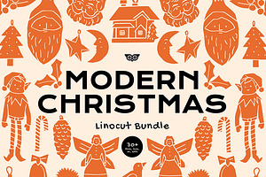 Modern Christmas Linocut Bundle