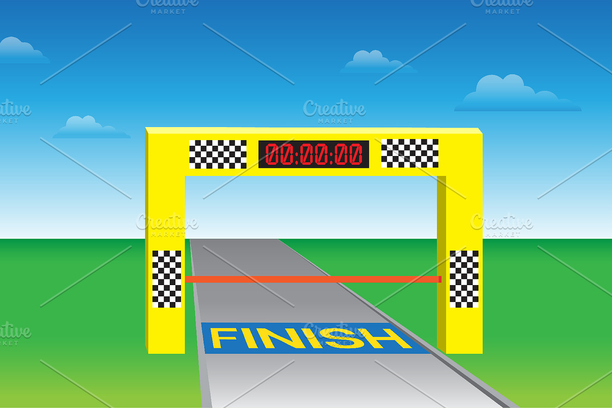 Finishing gates with a clock., an Object Illustration by WINS Doodle shop