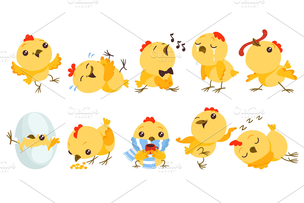 Cartoon baby chicken. Funny little, an Animal Illustration by Vectorbuum