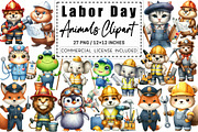Watercolor Labor Day Animals Clipart, a Graphic by CitraGraphics (Thumbnail 1 of 4)