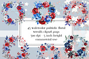 Patriotic Watercolor Floral Wreaths, an Object Graphic by AllTheKewtClipart (Thumbnail 1 of 5)