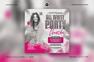 All White Party Flyer & Social Media, a Flyer Template by iDoodle Studio