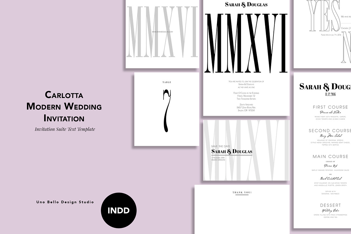 Carlotta Modern Wedding Stationery, an Invitation Template by Uno Bello Design Studio (Photo 1 of 5)
