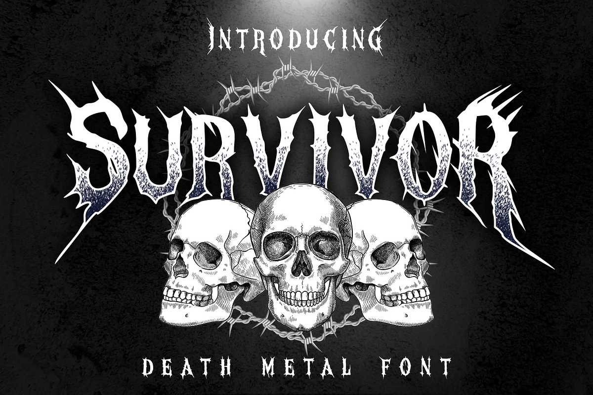 SURVIVOR METAL FONT, a Blackletter Font by dansdesign (Photo 1 of 7)