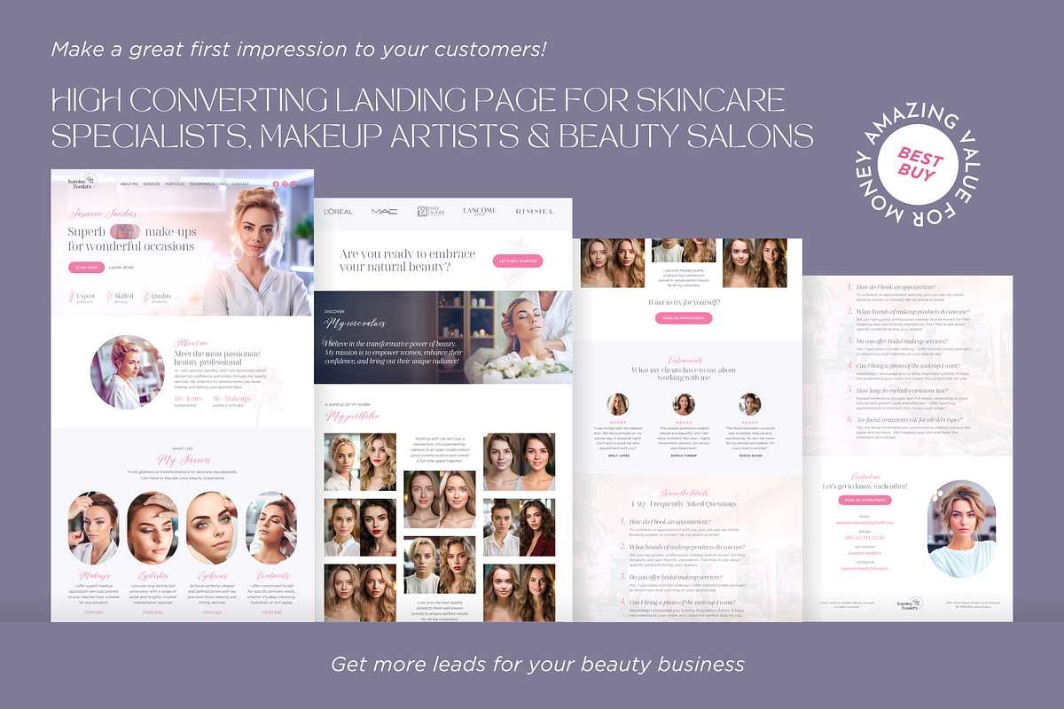 Beauty Website Template Canva Site, a Landing Page Template by vectorocean (Photo 6 of 11)