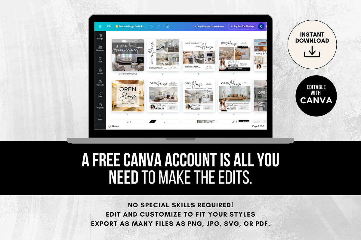 Open House Instagram Posts Canva, a Social Media Template by CreativeVinesStore (Photo 11 of 12)