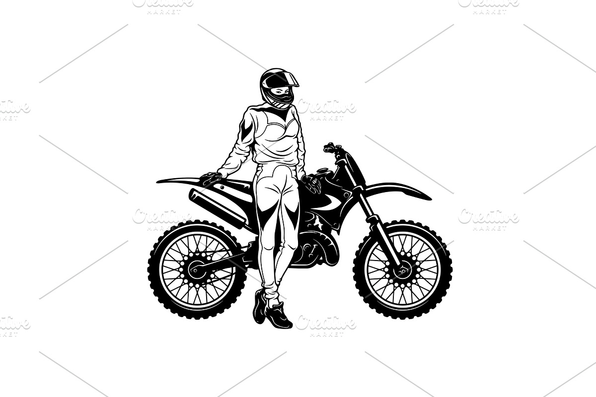 Girl and Sport Motorcycle -, a Transportation Illustration by Digital-Clipart