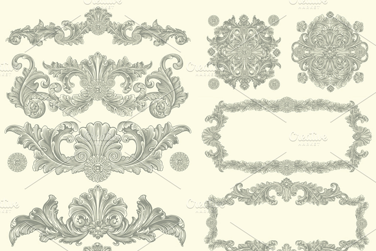 Collection vintage engraved frames., a Decorative Illustration by Vector Engraving (Photo 28 of 31)