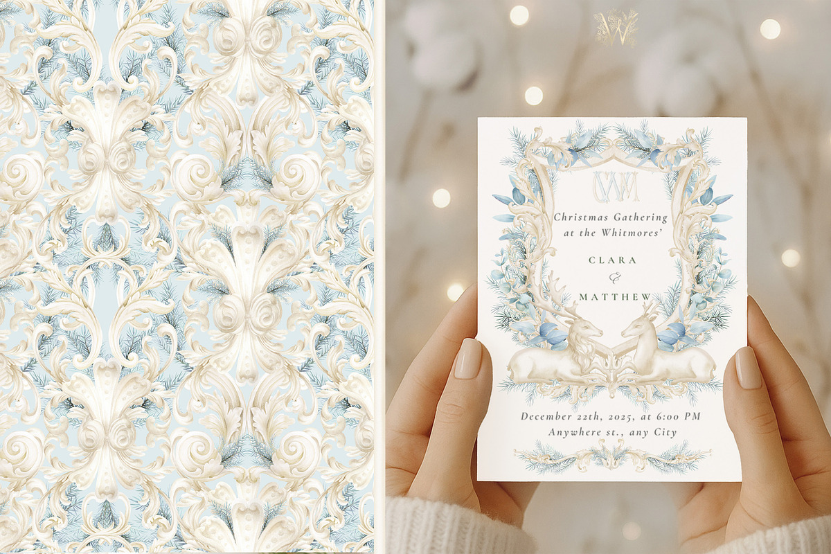 Winter Deer Borders, wedding png, a Decorative Illustration by WonderWonder (Photo 15 of 18)