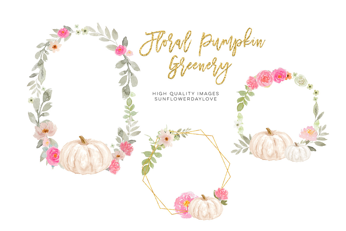 Pink and White Pumpkins Clipart, an Illustration by Sunflower Day Love (Photo 3 of 4)