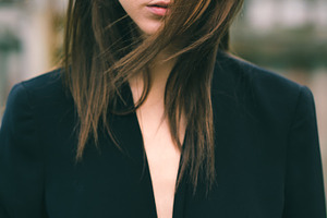 Sexy girl in a jacket containing girl, female, and young