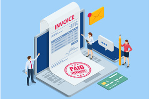 Isometric Mobile invoice Online, a Finance Illustration by Golden Sikorka