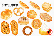 Watercolor Bakery Lover Clipart, a Food Illustration by Vavavan Artwork (Thumbnail 4 of 4)