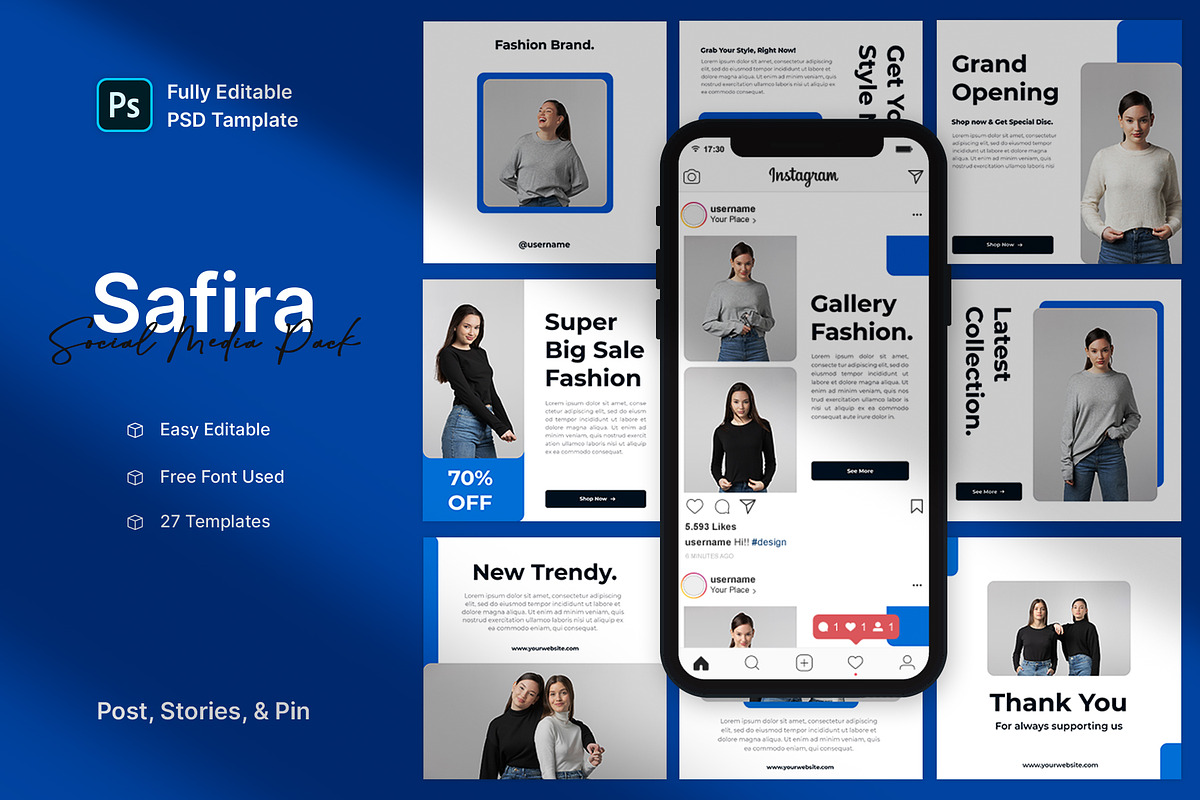Safira - Fashion Social Media Pack, a Social Media Template by Neetlabs Studio (Photo 1 of 5)