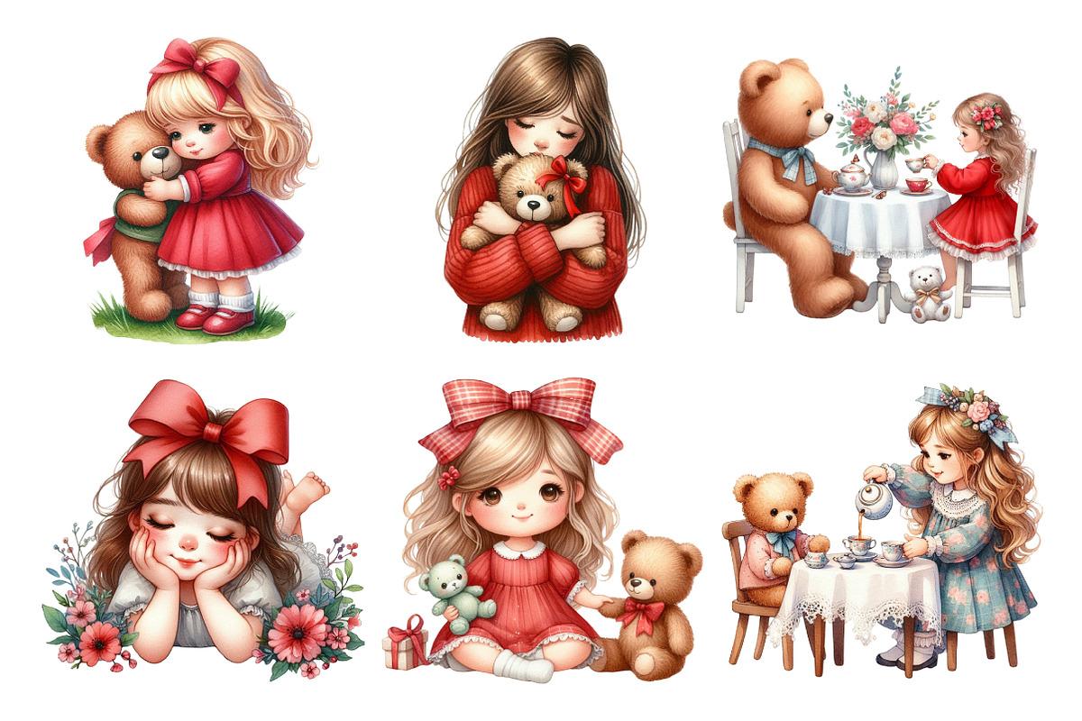 Cute Girl Cliparts, an Illustration by Daily.Designs (Photo 4 of 6)
