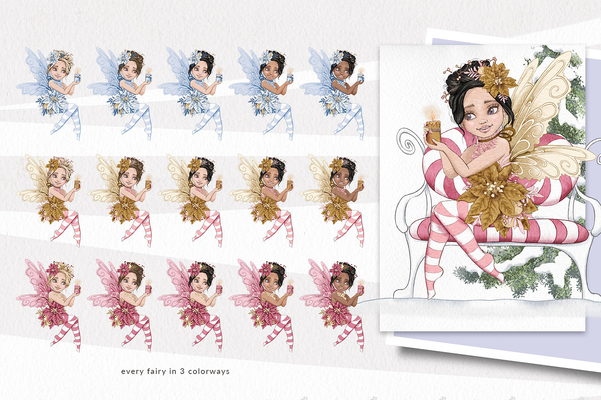 Fairy Christmas-Winter Illustrations, a Seasonal Illustration by Pretty Little Lines (Photo 10 of 16)