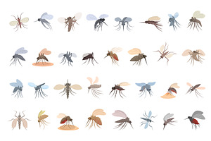 Mosquito icons set cartoon vector, an Animal Illustration by Ylivdesign