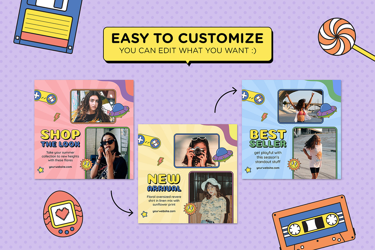90s Summer Instagram Template, a Social Media Template by muhisya (Photo 7 of 14)