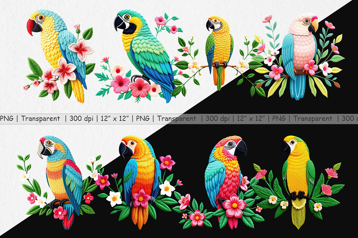Macaw Embroidery Clipart, a Graphic by Artnoy (Photo 2 of 5)