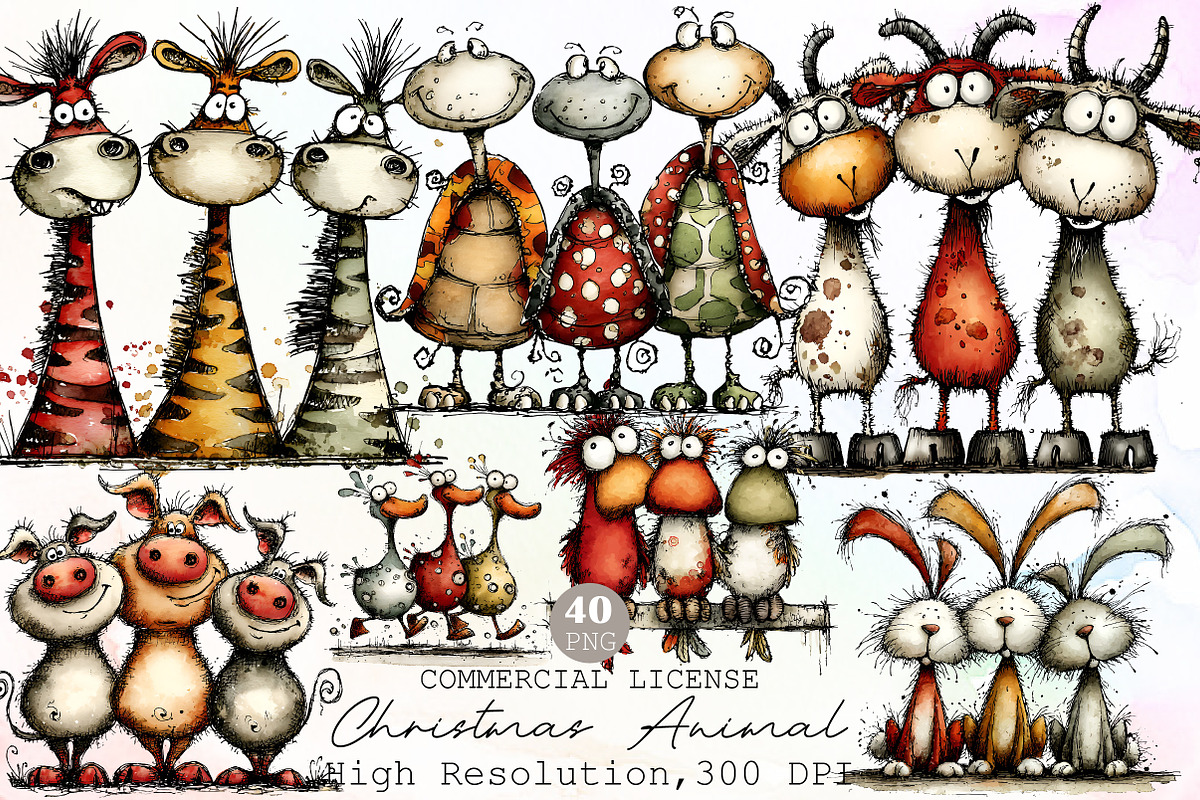 Whimsical Christmas Animal Clipart P, an Illustration by Sublimation Artist (Photo 1 of 6)