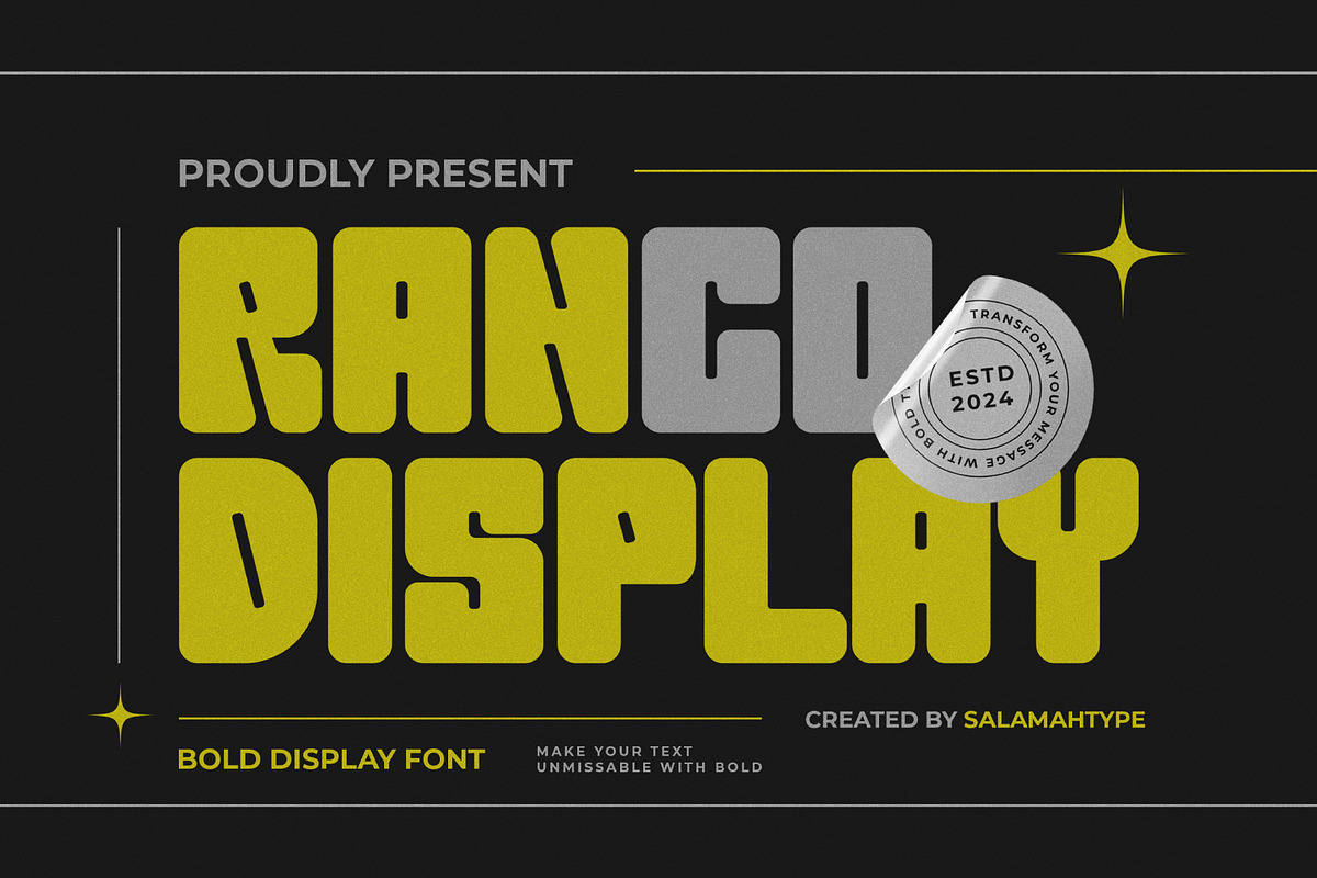 Ranco - Bold Display Font, a Sans Serif Font by Salamahtype (Photo 1 of 8)