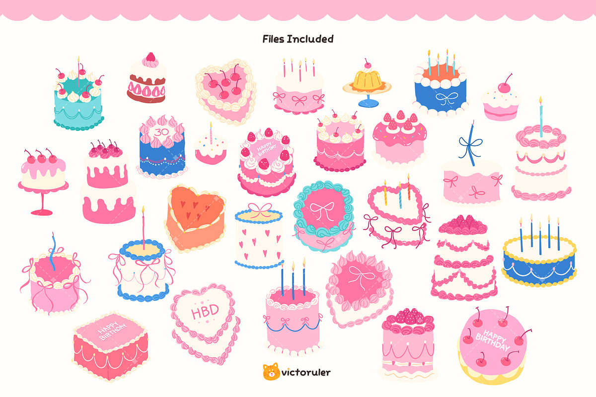 30 Bithday Cake Clipart, a Food Illustration by Victoruler (Photo 2 of 5)